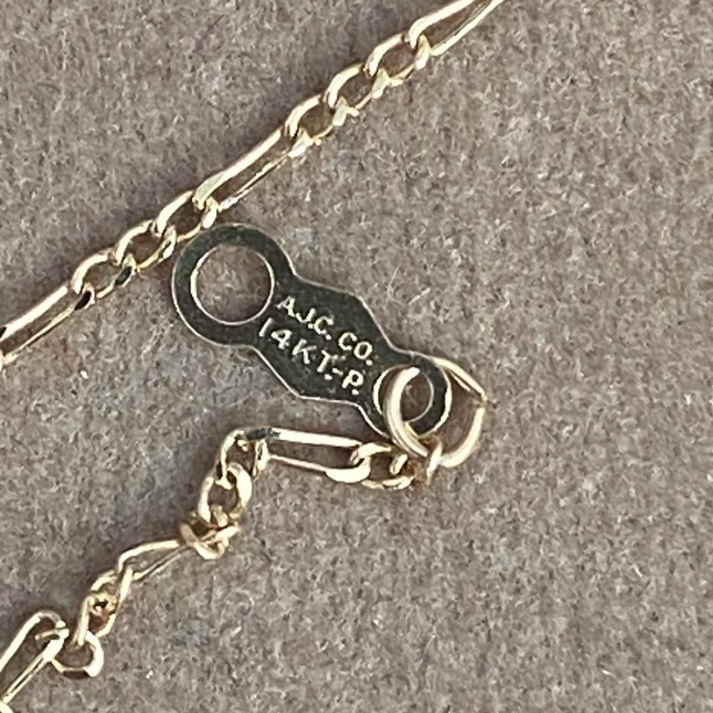 2 Linked Solid 14 K Gold 7 inch Figaro Bracelets - Picture 7 of 7